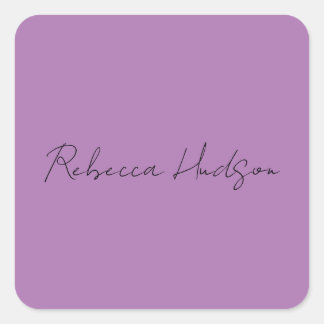 Minimalist Plain Handwritten Own Name Lavender Square Sticker