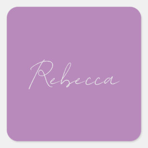 Minimalist Plain Handwritten Own Name Lavender Square Sticker