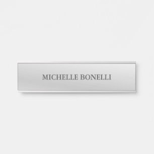 Minimalist Plain Legible Modern Silver Grey Door Sign
