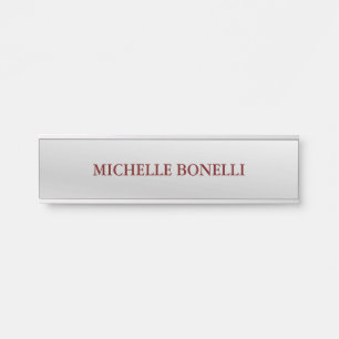 Minimalist Plain Legible Modern Silver Grey Door Sign