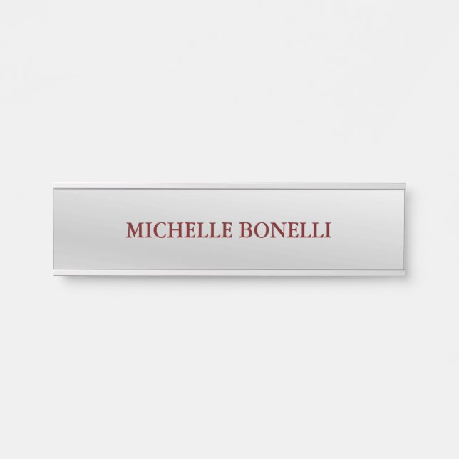 Minimalist Plain Legible Modern Silver Grey Door Sign (Front)
