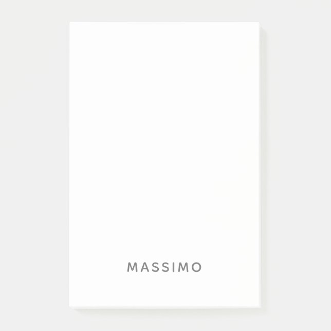 Minimalist Plain Modern Add Own Name Post-it Notes (Front)