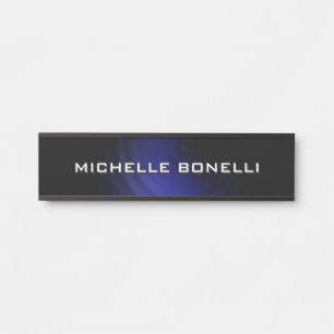 Minimalist Plain Modern Blue Black Door Sign
