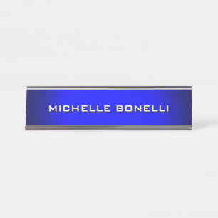 Minimalist Plain Modern Blue Grey Desk Name Plate