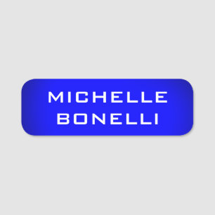 Minimalist Plain Modern Blue Name Tag