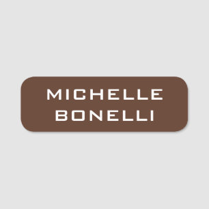 Minimalist Plain Modern Brown Name Tag