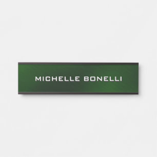Minimalist Plain Modern Dark Green Black Door Sign