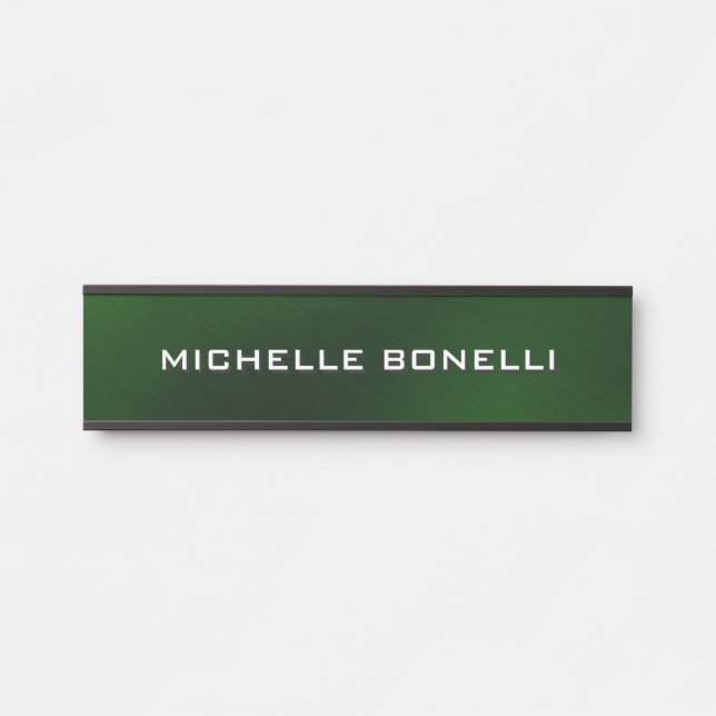 Minimalist Plain Modern Dark Green Black Door Sign (Front)