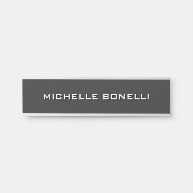 Minimalist Plain Modern Dark Grey Door Sign (Front)
