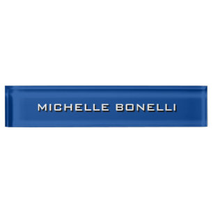 Minimalist Plain Modern Deep Blue Nameplate
