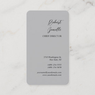 Minimalist Plain Modern Grey Personalised Business Card