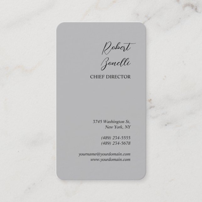 Minimalist Plain Modern Grey Personalised Business Card (Front)