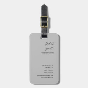 Minimalist Plain Modern Grey Personalised Luggage Tag