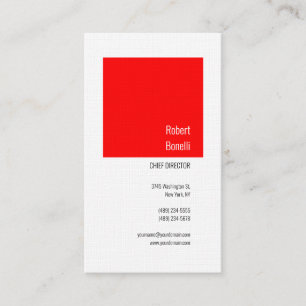 Minimalist Plain Modern Linen Red White Business Card