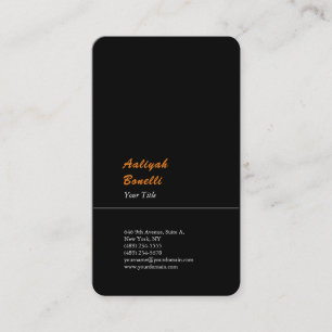 Minimalist Plain Modern Professional Black Orange Business Card