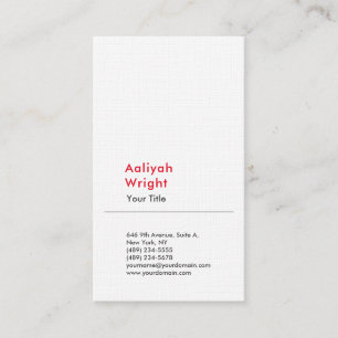Minimalist Plain Modern Professional Red White Business Card