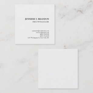 Minimalist Plain Modern Professional White Square Business Card