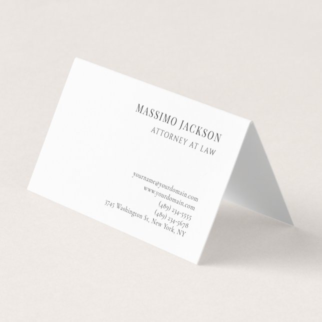 Minimalist Plain Modern Simple Black & White Business Card (Front)