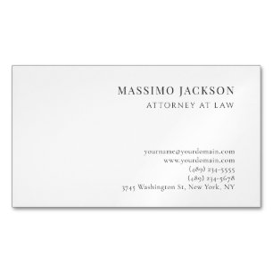 Minimalist Plain Modern Simple Black & White Magnetic Business Card