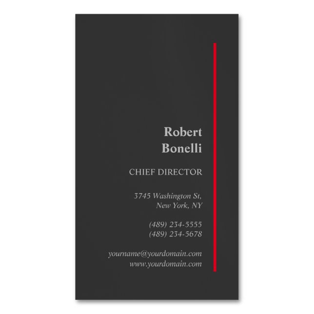 Minimalist Plain Modern Special Black Magnetic Business Card (Front Vertical)