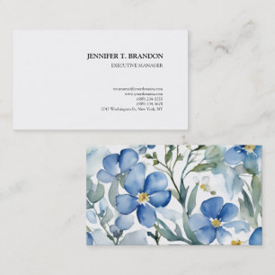 Minimalist Plain Modern Watercolor Floral Business Card