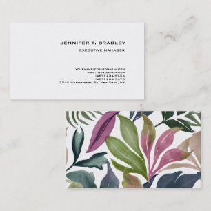 Minimalist Plain Modern Watercolor Floral Business Card