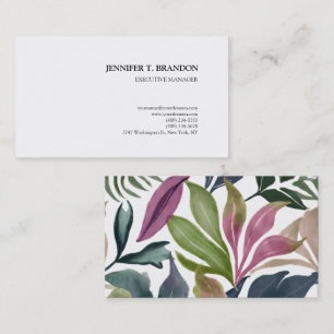 Minimalist Plain Modern Watercolor Floral Business Card