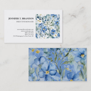 Minimalist Plain Modern Watercolor Floral Business Card