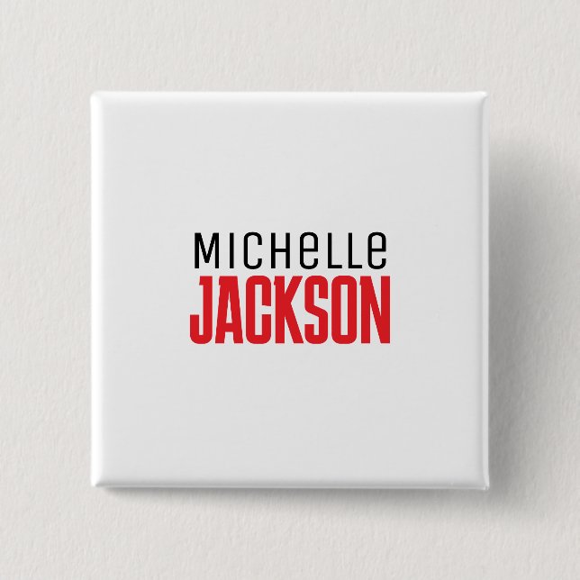 Minimalist Plain Modern Your Name Message 15 Cm Square Badge (Front)