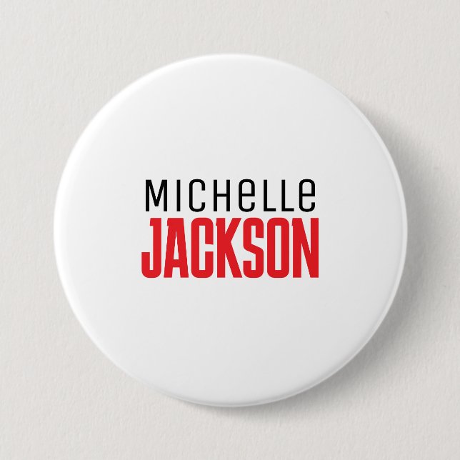Minimalist Plain Modern Your Name Message 7.5 Cm Round Badge (Front)