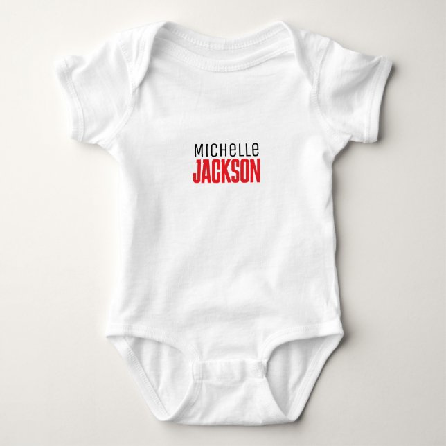 Minimalist Plain Modern Your Name Message Baby Bodysuit (Front)
