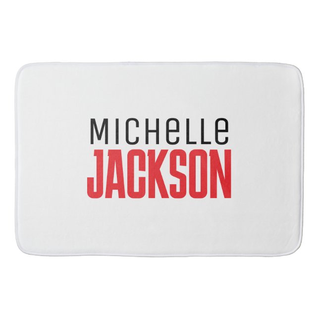Minimalist Plain Modern Your Name Message Bath Mat (Front)