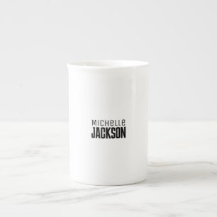 Minimalist Plain Modern Your Name Message Bone China Mug