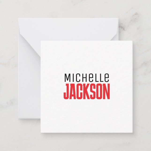 Minimalist Plain Modern Your Name Message Card (Front)