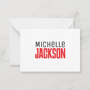 Minimalist Plain Modern Your Name Message Card