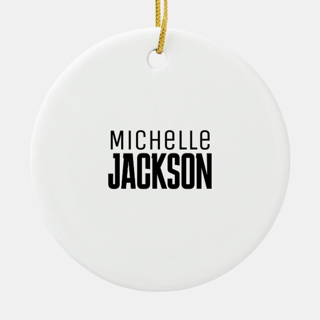 Minimalist Plain Modern Your Name Message Ceramic Tree Decoration (Front)