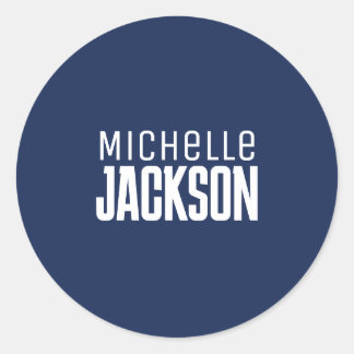 Minimalist Plain Modern Your Name Message Classic Round Sticker