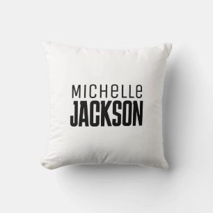 Minimalist Plain Modern Your Name Message Cushion