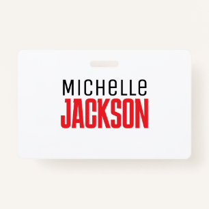 Minimalist Plain Modern Your Name Message ID Badge