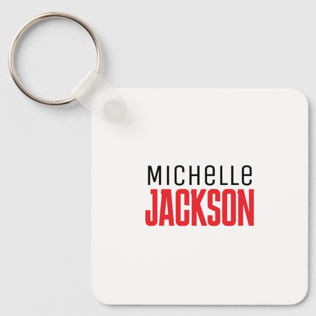 Minimalist Plain Modern Your Name Message Key Ring (Front)