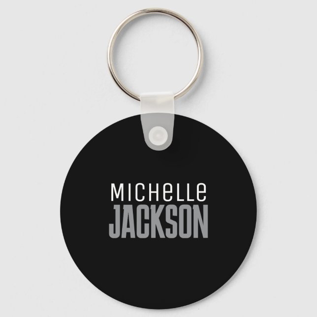 Minimalist Plain Modern Your Name Message Key Ring (Front)
