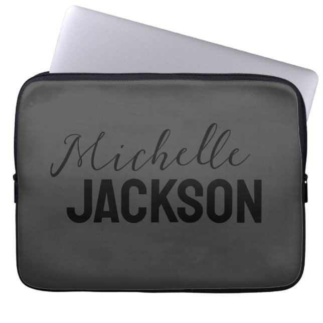 Minimalist Plain Modern Your Name Message Laptop Sleeve (Front)
