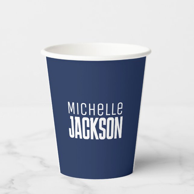 Minimalist Plain Modern Your Name Message Paper Cups (Front)