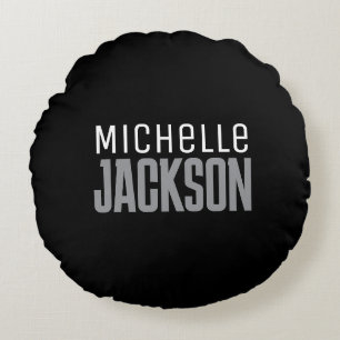 Minimalist Plain Modern Your Name Message Round Cushion