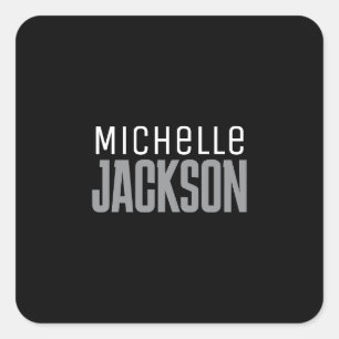 Minimalist Plain Modern Your Name Message Square Sticker