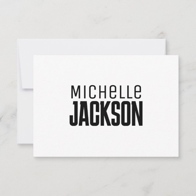 Minimalist Plain Modern Your Name Message Thank You Card (Front)