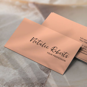 Minimalist Plain Peach Colour Hand Script Elegant Business Card