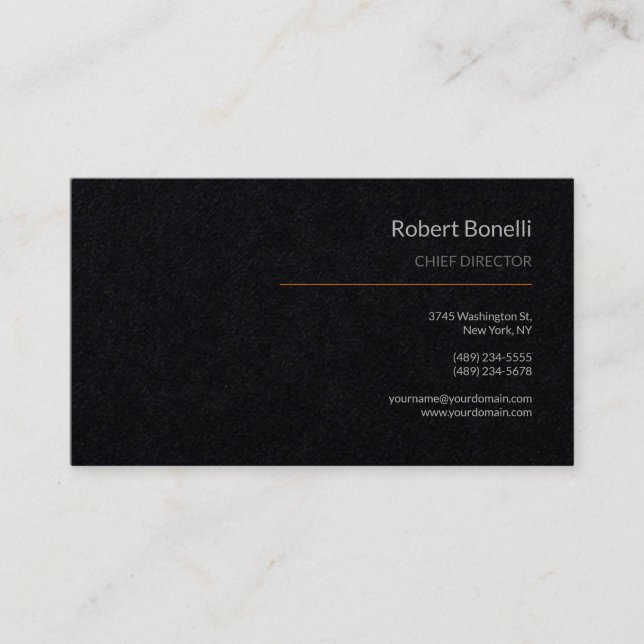Minimalist Plain Premium Black Modern Business Card (Front)