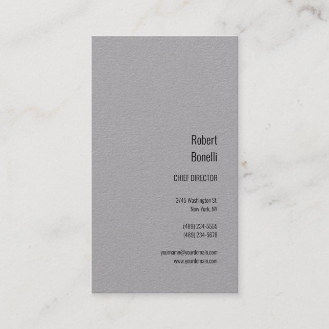 Minimalist Plain Premium Grey Modern Business Card (Front)