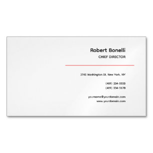 Minimalist Plain Red Black White Modern  Magnetic Business Card